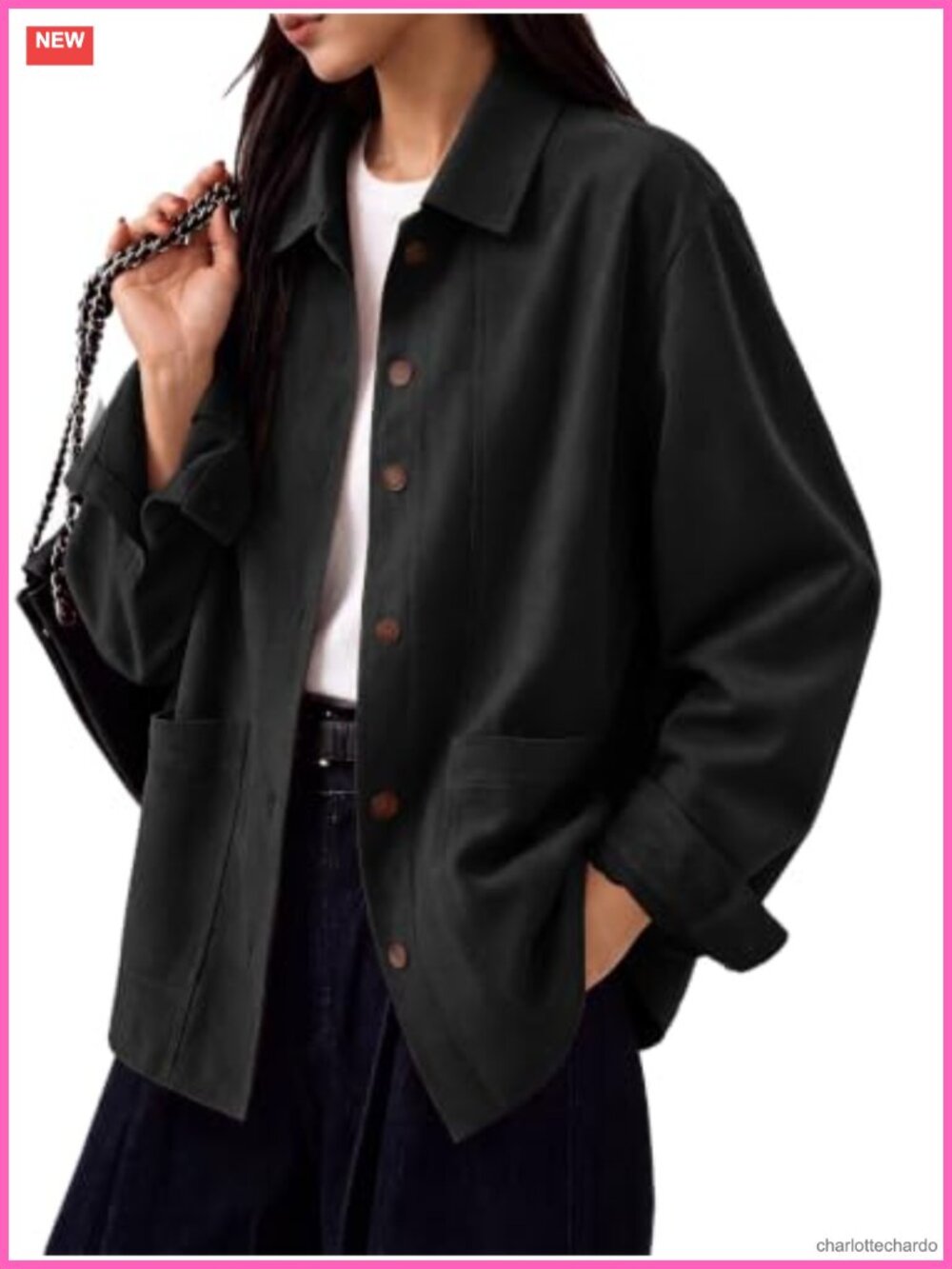 Faux Suede Women's Casual Jacket with Collar & Pockets